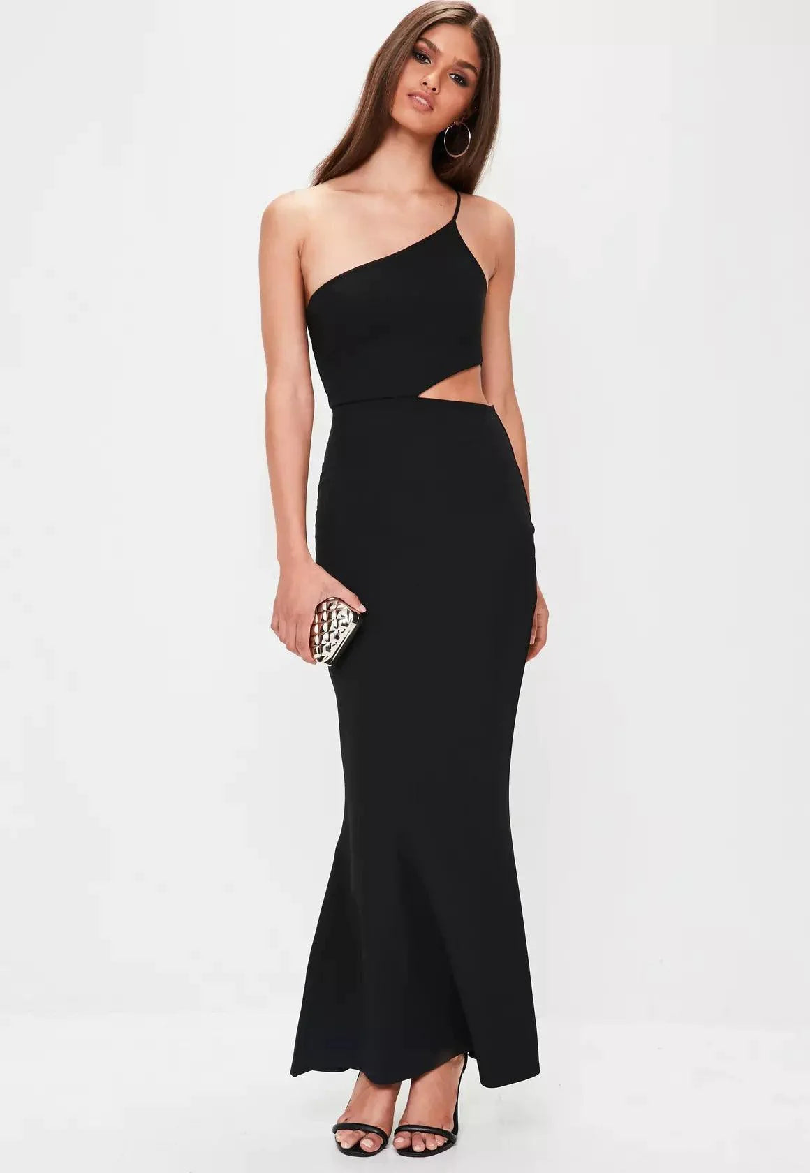Miss Me Cut Out One Shoulder Maxi Dress