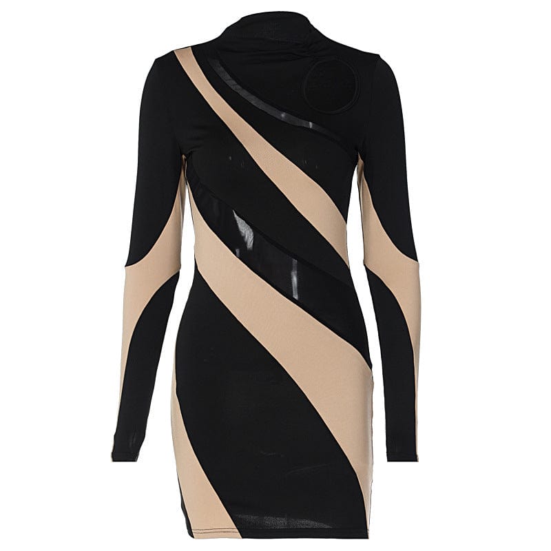 Sexy Two-Tone Bodycon Mini Dress