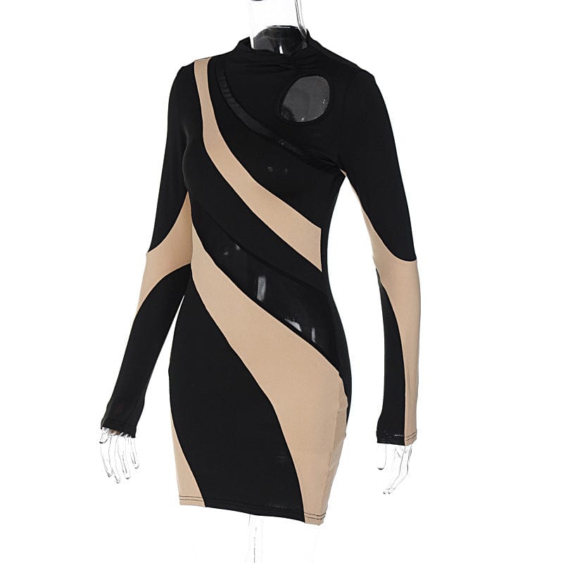 Sexy Two-Tone Bodycon Mini Dress