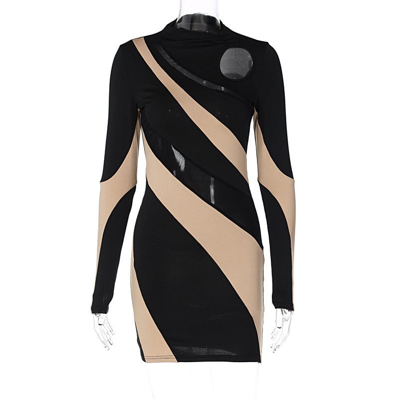 Sexy Two-Tone Bodycon Mini Dress