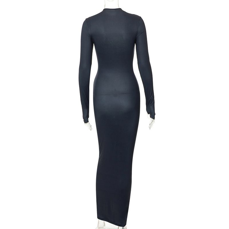 Nude Illusion Silhouette Body Print Dress - Cloudy