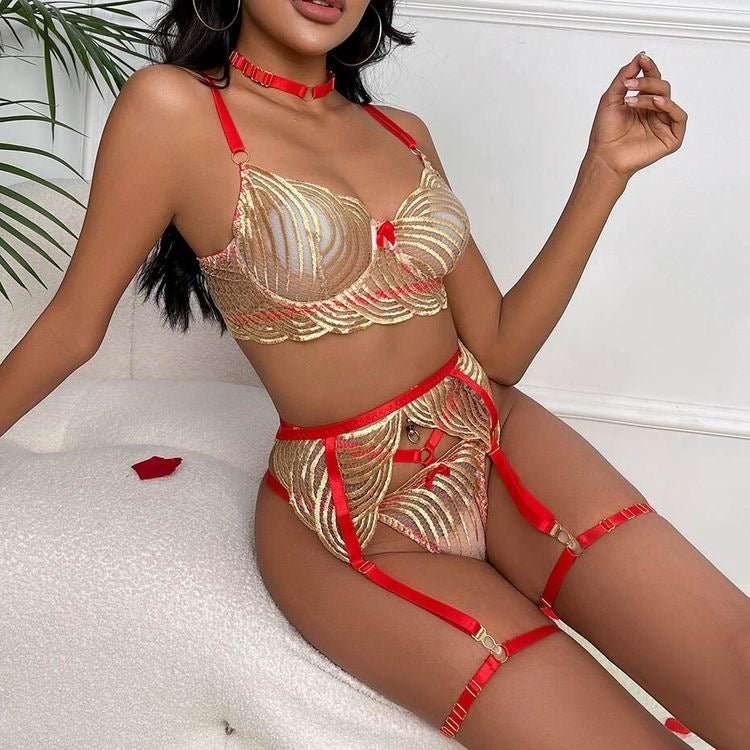 Divine Golden Secret Embroidery Sexy Set - Expressive Boutique