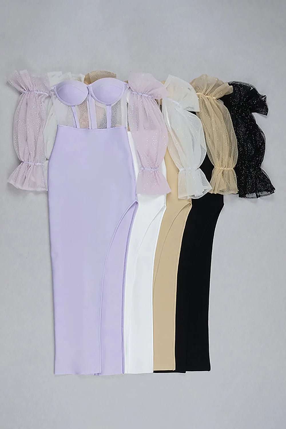 Lilac Bandage Shaping Puff'd Dress - Expressive Boutique