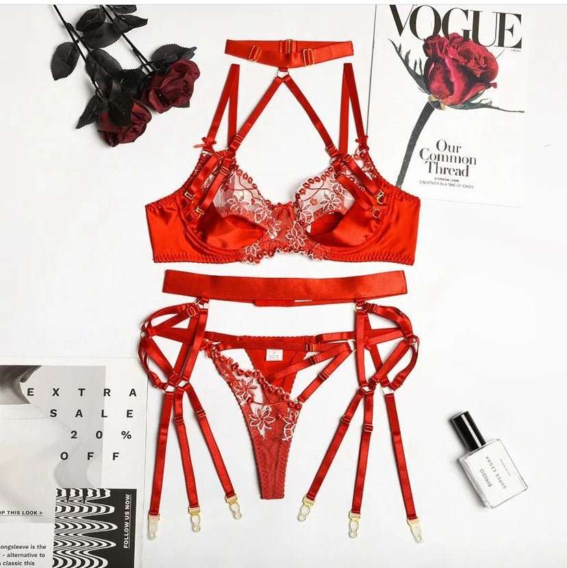 Multi Strap Choker Lingerie Set - Expressive Boutique