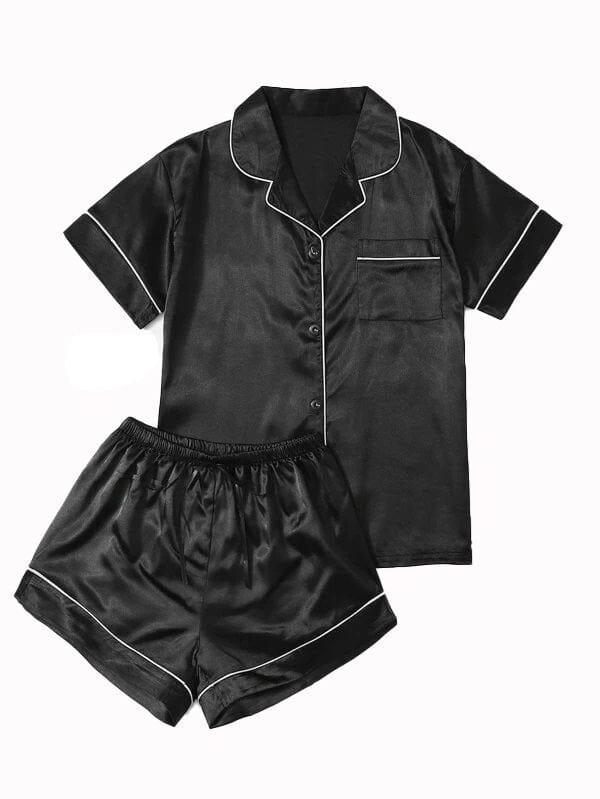 Satin Silk Short Sleeve Sexy PJs
