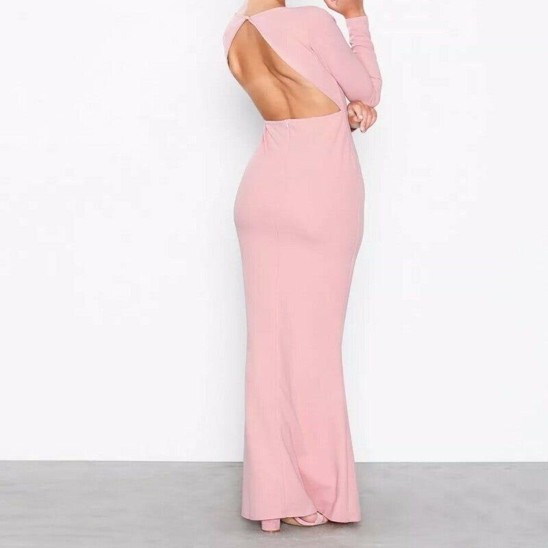 Open Back Sexy Bodycon Blush Pink Dress