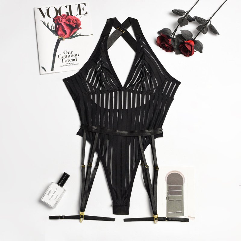 A Dime Piece Garters Glove Black Bodysuit - Expressive Boutique
