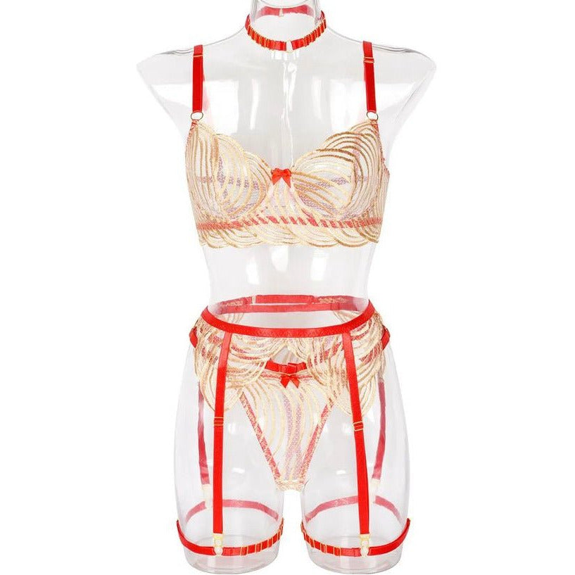 Divine Golden Secret Embroidery Sexy Set - Expressive Boutique