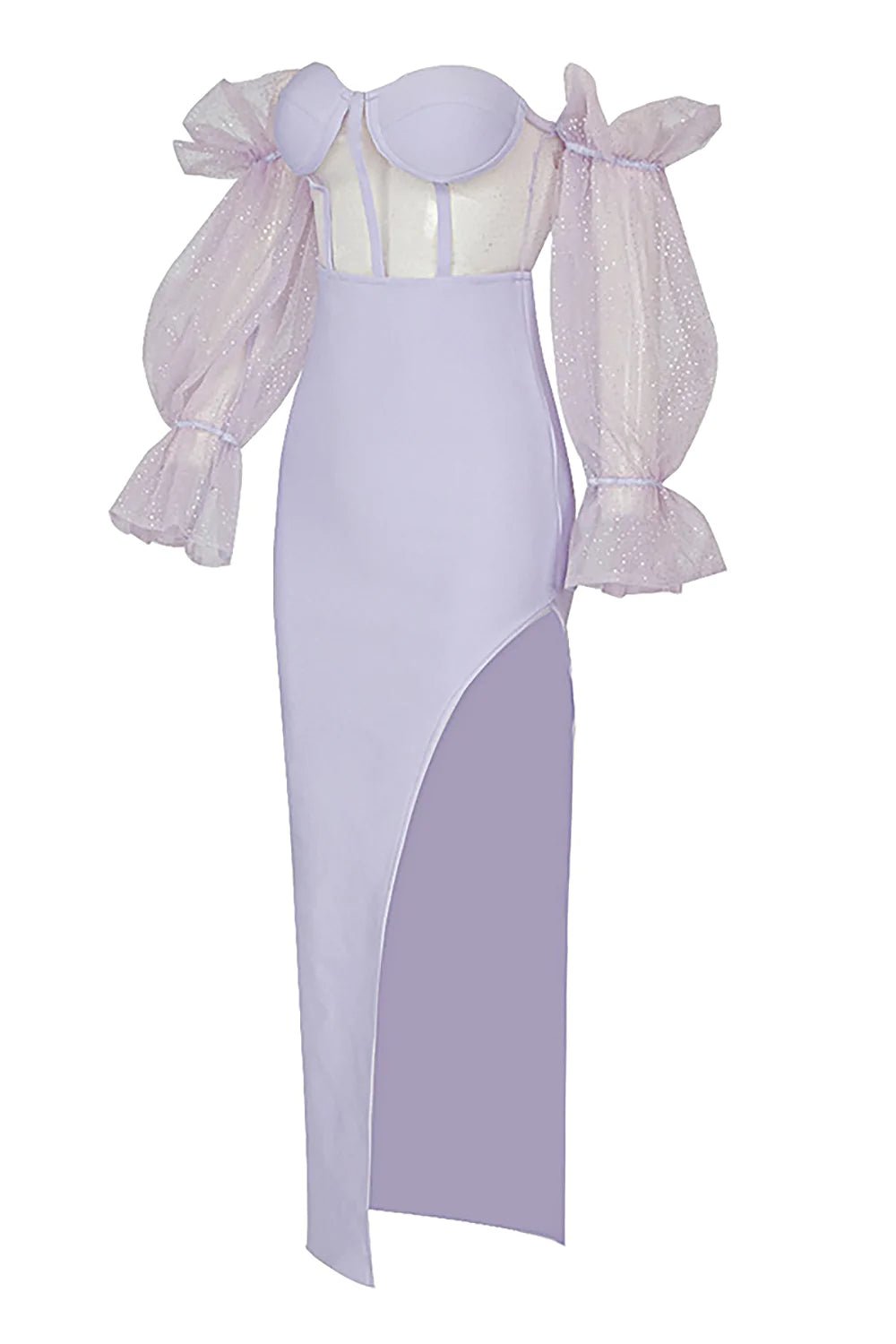 Lilac Bandage Shaping Puff'd Dress - Expressive Boutique