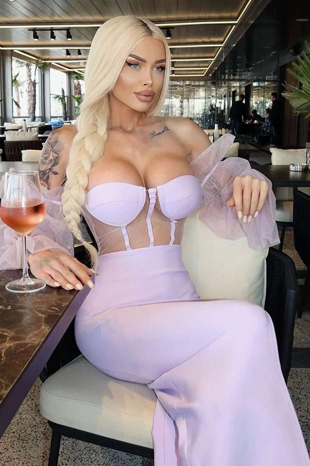Lilac Bandage Shaping Puff'd Dress - Expressive Boutique