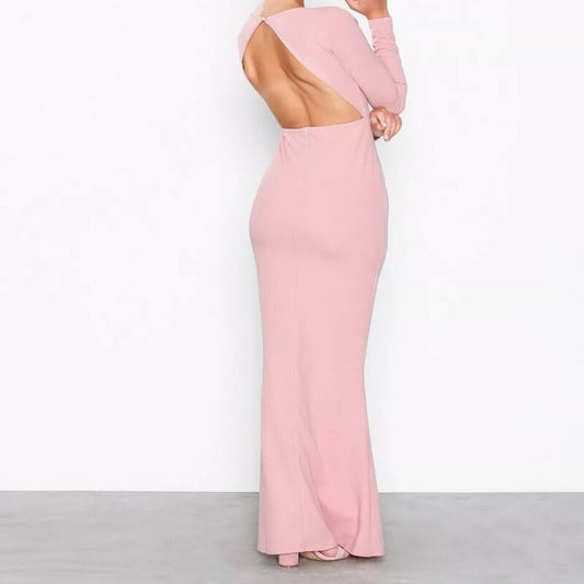 Open Back Sexy Bodycon Blush Pink Dress