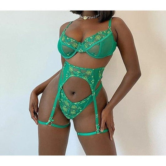 City Girl Verdant Garter Lingerie Set - Expressive Boutique